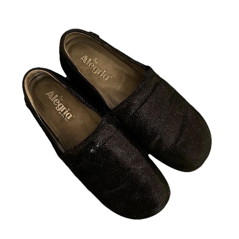 Alegria‎  Kel Professional Shoes Metallic Embossed Loafers Slip On Black Size 9